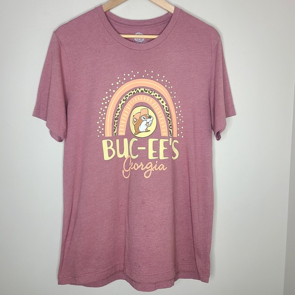 Buc-Ees Tops - Buc-ee's Gas Station Georgia State Short Sleeve Tee‎ Shirt Size L Pink